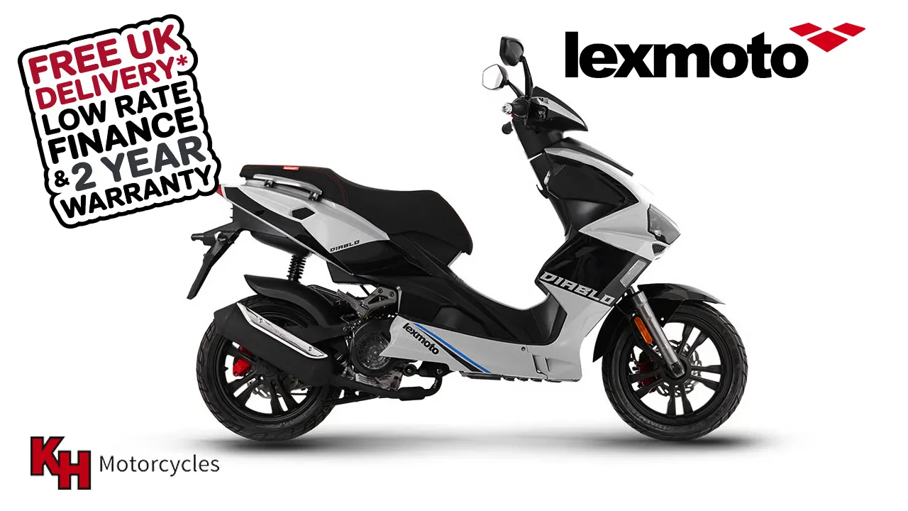 Lexmoto Diablo 125 sports scooter in black and red learner legal
